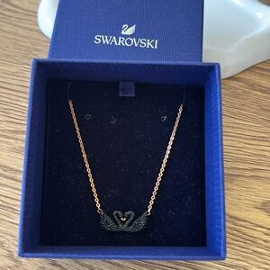 Swarovski Black and Rose Gold Swan Necklace